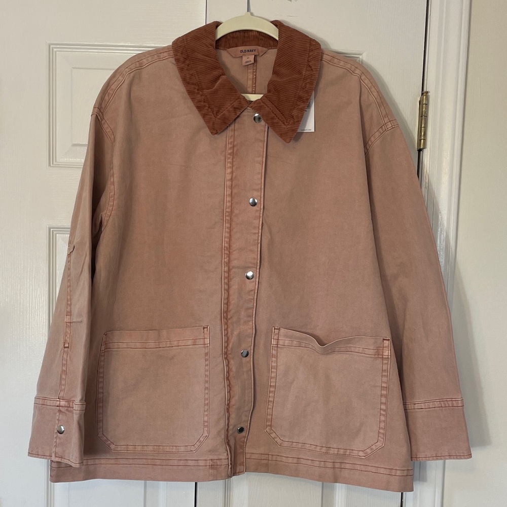 Old Navy Women's Dusky Pink Utility Jacket with Corduroy Collar